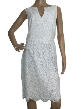 Trina Turk Sleeveless White Lace Kahnie Sheath Dress NWT 12